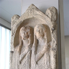 Stone funerary stele with the portraits of Vadica Titua and Pasina Voltisa